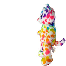 Load image into Gallery viewer, 2018 White Build A Bear BAB 16&quot; Rainbow Hearts White Fur Stuffed Plush Animal
