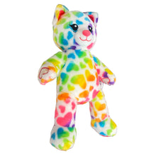Load image into Gallery viewer, 2018 White Build A Bear BAB 16&quot; Rainbow Hearts White Fur Stuffed Plush Animal
