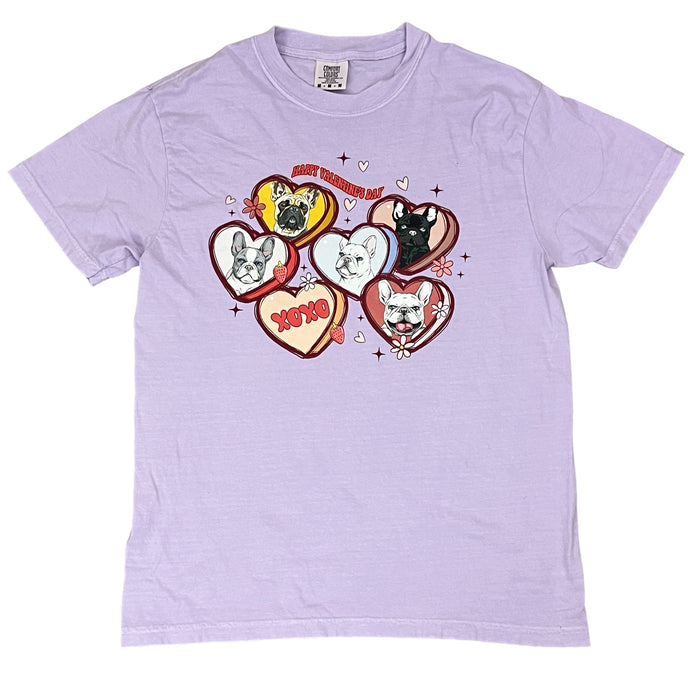English Bulldogs and Hearts 100% Cotton Ring Spun Size Medium
