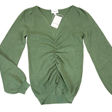 Load image into Gallery viewer, Sage Ruched V-Neck Knit Sweater Size Small
