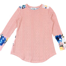 Load image into Gallery viewer, Pink Floral Lace Patchwork Knitted Long Sleeve Top Size Medium
