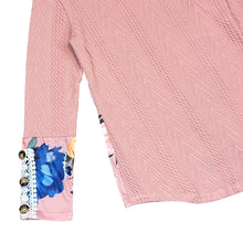 Load image into Gallery viewer, Pink Floral Lace Patchwork Knitted Long Sleeve Top Size Medium
