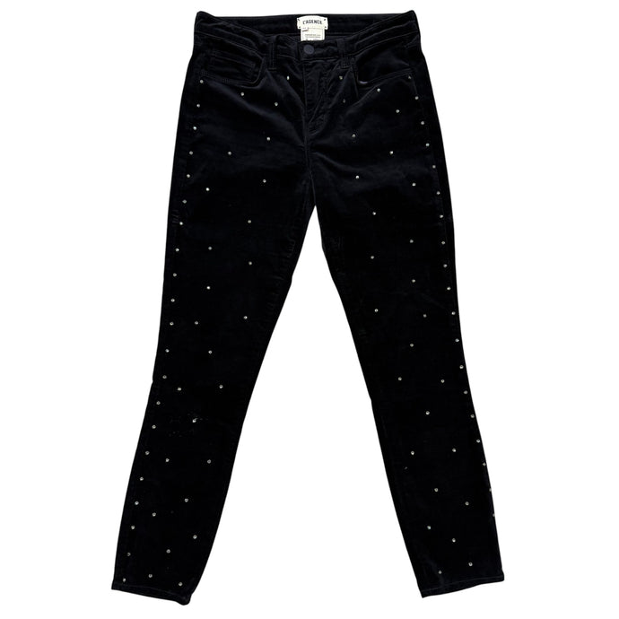 L'Agence Black Velvet Rhinestone Jeans Size 26