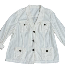 Load image into Gallery viewer, Vintage White Linen Safari Jacket 4-Pocket Button Front Blazer Size XL/2XL
