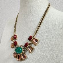 Load image into Gallery viewer, 1980s YOSCA Signed Statement Collar Necklace Green Cabochon
