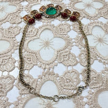 Load image into Gallery viewer, 1980s YOSCA Signed Statement Collar Necklace Green Cabochon

