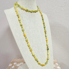 Load image into Gallery viewer, Vintage 1960s Green Marbled Lucite Bead Flapper Opera Length Necklace 47"
