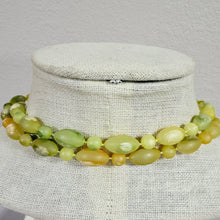 Load image into Gallery viewer, Vintage 1960s Green Marbled Lucite Bead Flapper Opera Length Necklace 47"

