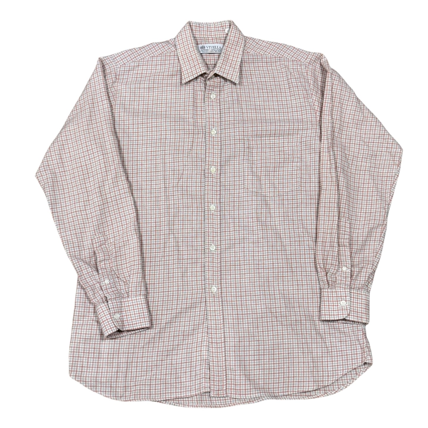 VTG Viyella Wool Cotton Blend Plaid Button Up Shirt 41/L 16 