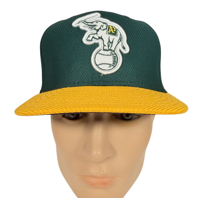 Oakland A's Elephant All Star 2014 Fitted Hat Green/Yellow Size 7 1/4
