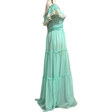 Load image into Gallery viewer, 70s Teal Blue Prairie Maxi Dress Size Small
