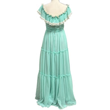 Load image into Gallery viewer, 70s Teal Blue Prairie Maxi Dress Size Small
