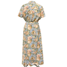Load image into Gallery viewer, 90s Short Sleeve Linen Cotton Floral Belted Dress Size 14
