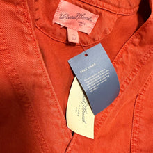 Load image into Gallery viewer, Orange Denim Wide Leg Jumpsuit Button Front Sleeveless Size 10
