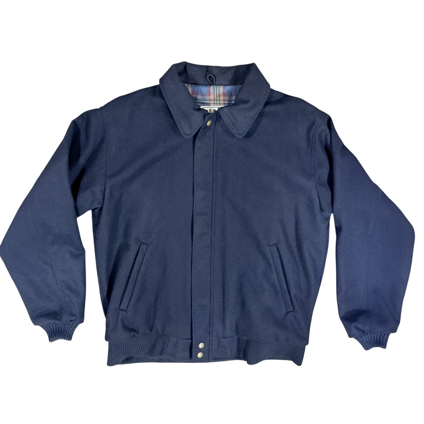 Vintage L.L. Bean Navy Blue Wool Bomber Jacket Large