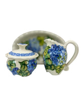 Load image into Gallery viewer, Heather Lane Pottery Hand Painted Hydrangea Florals Sugar Creamer Set 4 Pcs

