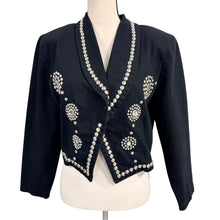 Load image into Gallery viewer, VTG 80s Black Cotton Denim Western Bolero Jacket Size Medium
