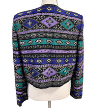 Load image into Gallery viewer, VTG Silk Embroidered &amp; Beaded Geometric Cropped Jacket Small

