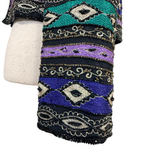 Load image into Gallery viewer, VTG Silk Embroidered &amp; Beaded Geometric Cropped Jacket Small
