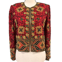 Load image into Gallery viewer, 90s Adrianna Papell Silk Beaded Sequin Jacket Size Medium Petite
