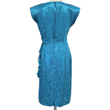 Load image into Gallery viewer, 80s April Rain Turquoise Jacquard Cocktail Dress Size Medium/Large
