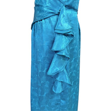 Load image into Gallery viewer, 80s April Rain Turquoise Jacquard Cocktail Dress Size Medium/Large

