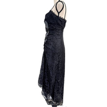 Load image into Gallery viewer, Vintage Black Lace Embellished Asymmetrical Midi Dress Size XS/0
