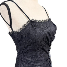 Load image into Gallery viewer, Vintage Black Lace Embellished Asymmetrical Midi Dress Size XS/0
