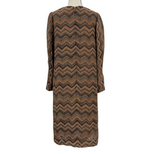 Load image into Gallery viewer, 1970s Earth Tone Chevron Pleated Midi Tent Dress Size Large
