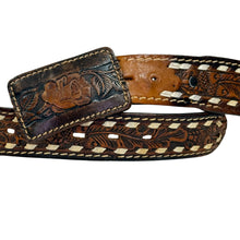 Load image into Gallery viewer, Vintage 70s John Tooled Leather Western Belt Size 38
