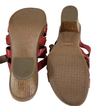 Load image into Gallery viewer, Dansko Red Leather Woven Heeled Clog Sandals Size 6.5
