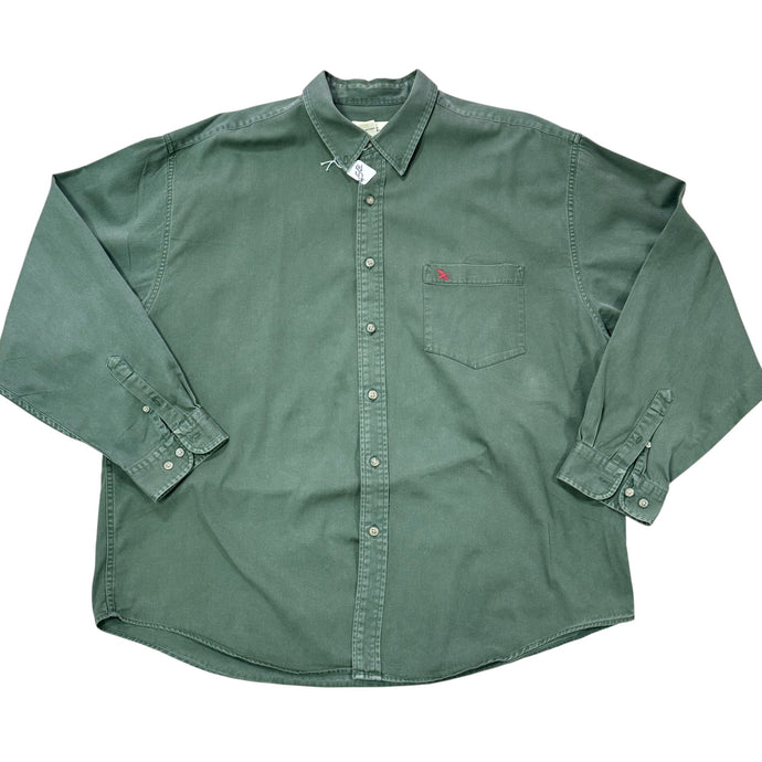 90s Eddie Bauer Heavy Cotton Long Sleeve Button Up Shirt Green XXL