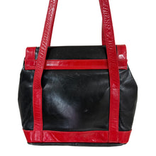 Load image into Gallery viewer, VTG 80s 90s Stuart Weitzman Black &amp; Red Leather Geometric Shoulder Bag
