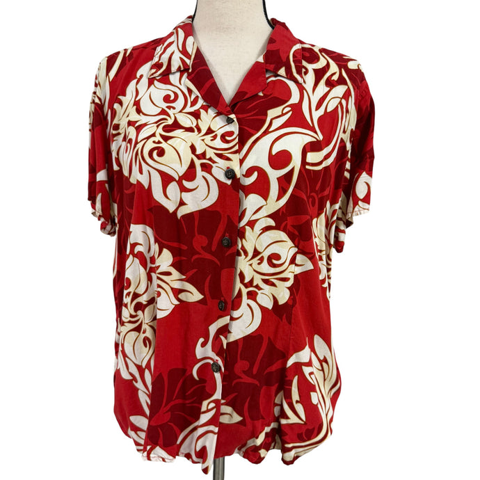 VTG 90s Hawaiian Reserve Collection Red Floral Aloha Shirt
