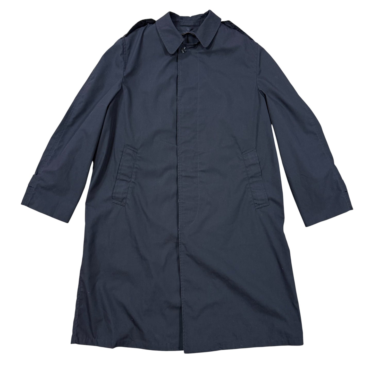 2000s Black All Weather Trench Overcoat 42L