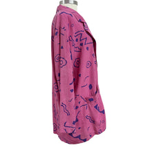 Load image into Gallery viewer, 1980s Blazer Pink with Purple Geometric Pattern Size Large/XL
