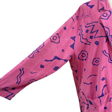 Load image into Gallery viewer, 1980s Blazer Pink with Purple Geometric Pattern Size Large/XL

