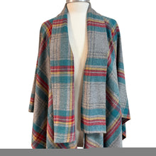 Load image into Gallery viewer, Vintage Plaid Wool Blend Cape Wrap One Size

