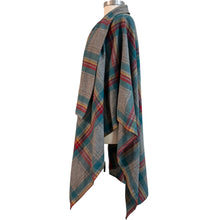 Load image into Gallery viewer, Vintage Plaid Wool Blend Cape Wrap One Size
