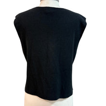 Load image into Gallery viewer, 90s Embroidered Pink Blossoms Black Knit Vest Large
