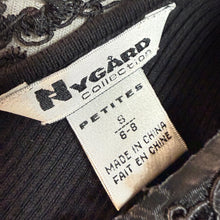 Load image into Gallery viewer, Vintage Black Ribbed Knit Sweater Sequin &amp; Lace Trim Size Small
