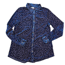 Load image into Gallery viewer, Semi Sheer Blue Animal Print Button Up Shirt Size Small
