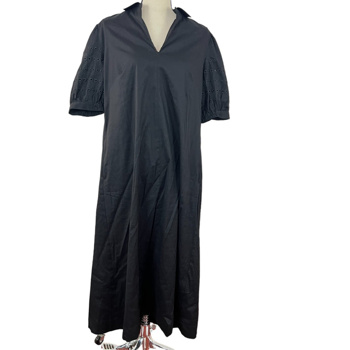 Chico's Black Short Sleeves Midi Dress with Pockets Size 1