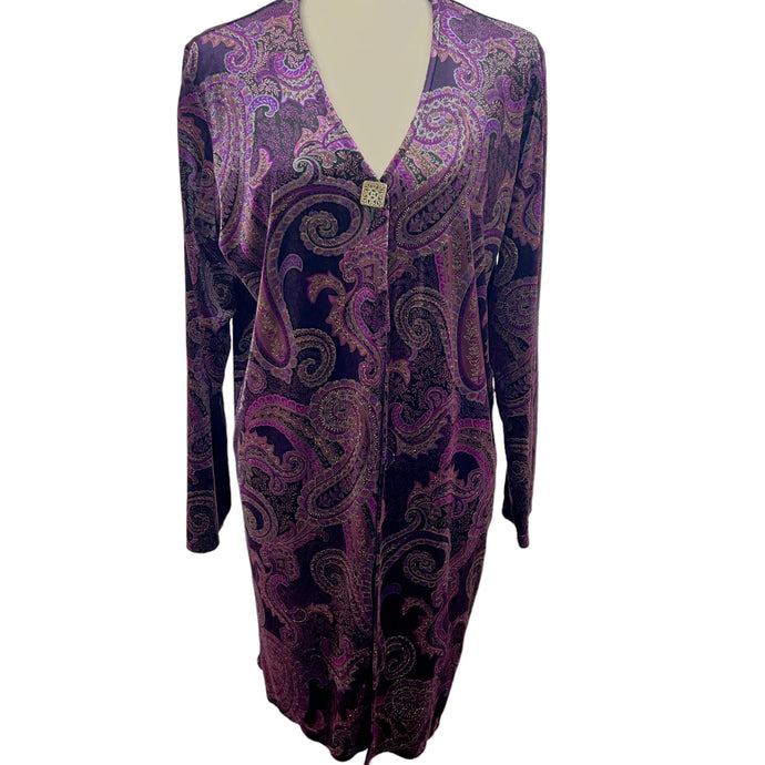 Mirasol Purple Paisley Velvet Open Top Size Medium 