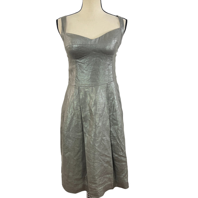  Metallic Cross Back Linen Dress Size 10