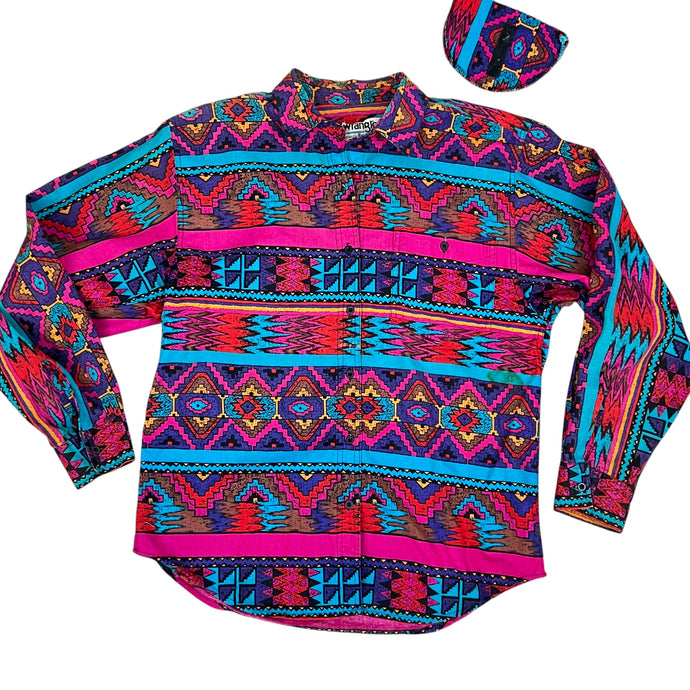 Vintage Wrangler Aztec Button Up Shirt Size Medium