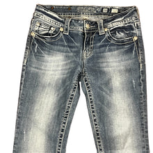 Load image into Gallery viewer, Miss Me Rhinestone Pockets Boot Cut Jeans Size 28&quot;
