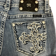 Load image into Gallery viewer, Miss Me Rhinestone Pockets Boot Cut Jeans Size 28&quot;
