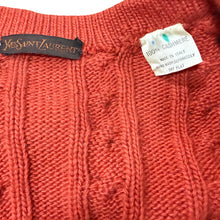 Load image into Gallery viewer, 80s YSL Cable Knit Cashmere Cardigan Size Small
