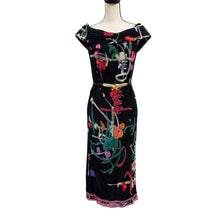 Load image into Gallery viewer, VTG 90s Leonard Paris Silk Abstract Floral Off Shoulder Dress Made in France
